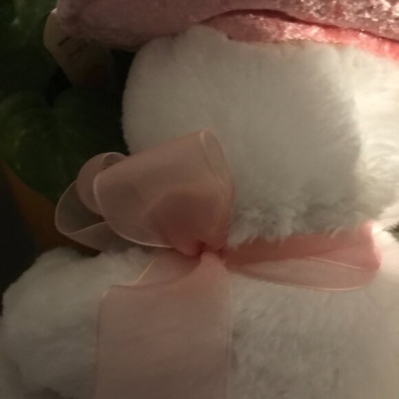 Soft Classics white stuffed bunny with colorful easter egg, hat and ribbon scarf - Picture 3 of 11
